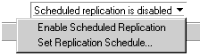 Schedule menu on Replicator page
