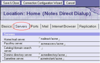 Location document for Home - Servers tab